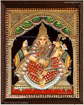 Saraswathi Red Tanjore Painting